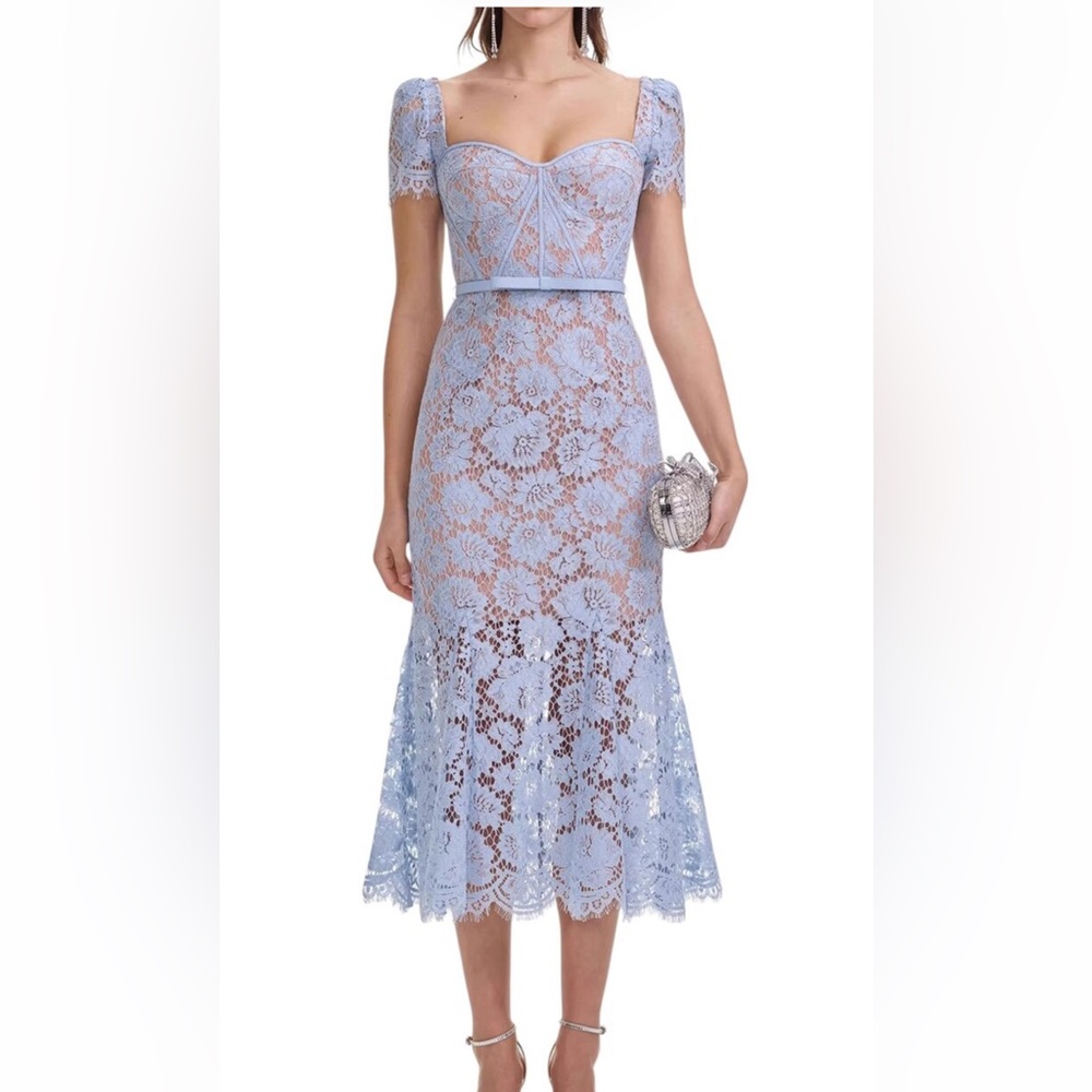 Annette Powder Blue Lace Midi Dress